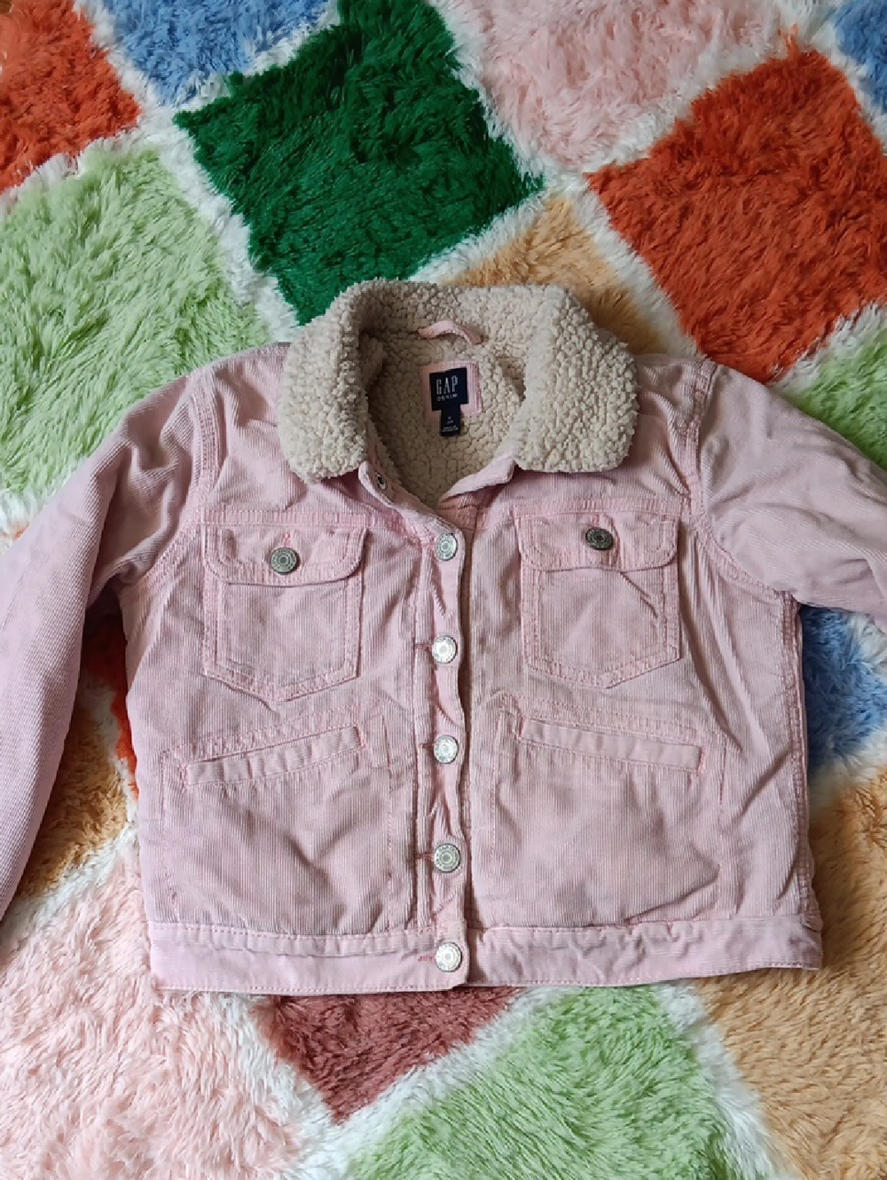 GAP Kids Pink Corduroy Sherpa-Lined Jacket